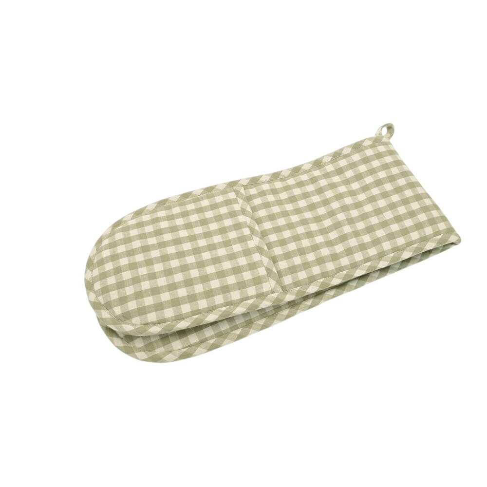Walton & Co Pale Olive Gingham Double Oven Glove